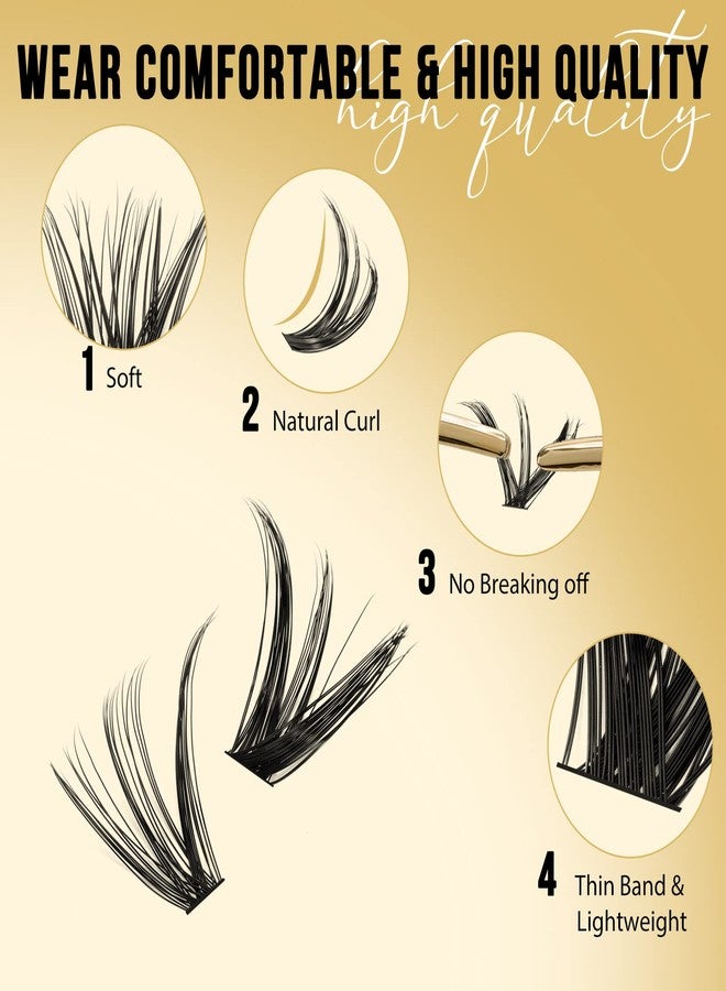 QUEWEL Lash Clusters 320Pcs Cluster Lashes 40D+50D D Curl Lash Clusters Mix12-18mm Individual Eyelashes Clusters Wispy DIY Eyelash Extension Thin Band Soft to Use at Home (40D+50D D Mix12-18) - Image 2